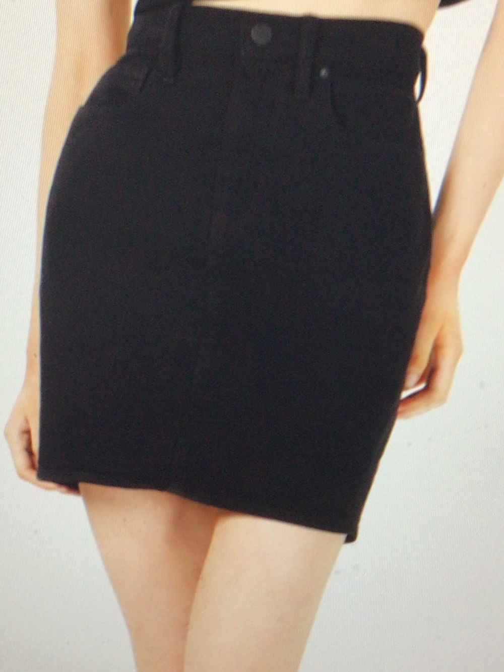 Black High-Rise Denim Mini Skirt